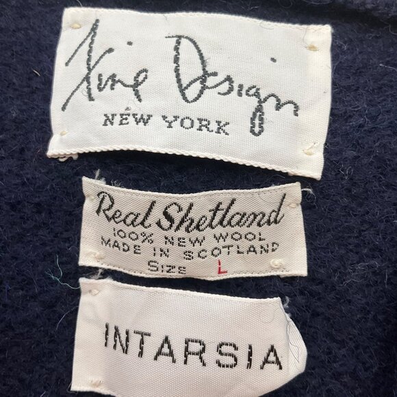 Fine Design Med Scotland Sweater Vest Navy Blue Argyle Shetland Wool Preppy - Picture 4 of 10